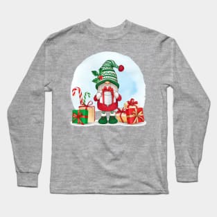 Watercolor cute hand drawn christmas gnome Long Sleeve T-Shirt